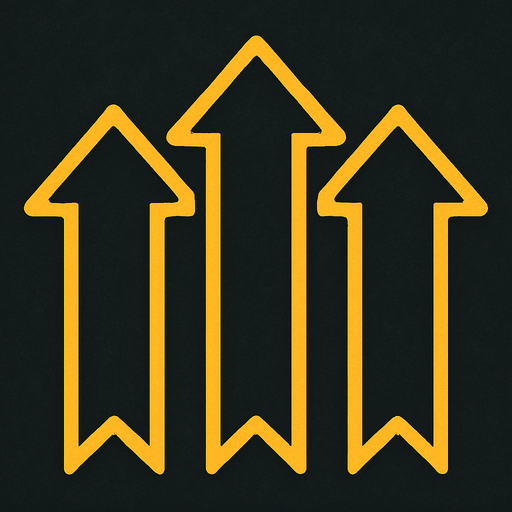 3 arrows is facing upwards.
In-Game asset.  2d.  High contrast