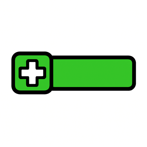 Barra de salud verde.
In-Game asset.  2d.  High contrast.  No shadows