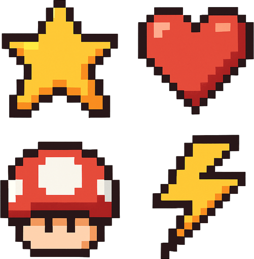 Power-up emojis yap 2d pixel.
In-Game asset.  2d.  High contrast.  No shadows