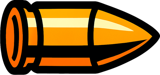 A bullet.
In-Game asset.  2d.  High contrast.  No shadows