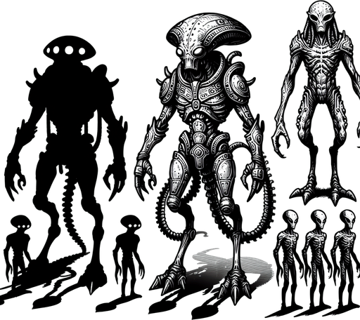 Aliens.
Single Game Texture. In-Game asset. 2d. Blank background. High contrast. No shadows.