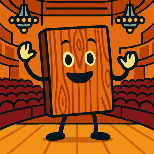 WoodPanel en una sala de conciertos viviente.
In-Game asset.  2d.  High contrast.  No shadows