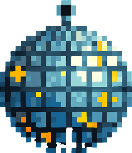 disco ball pixel art 2d.
In-Game asset.  2d.  High contrast.  No shadows