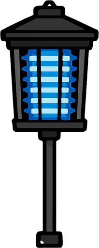 Bug zapper on a pole.
In-Game asset.  2d.  High contrast.  No shadows