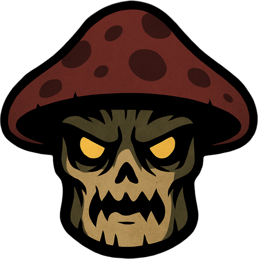 2d mysterious and scary mushroom character's head.
In-Game asset.  2d.  High contrast.  No shadows