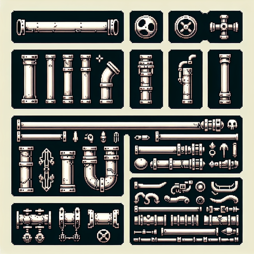 Long pipes.
Single Game Texture. In-Game asset. 2d. Blank background. High contrast. No shadows.