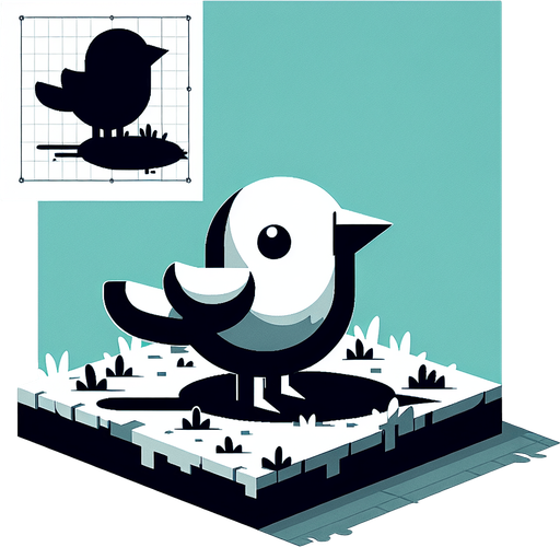 Bird.
Single Game Texture. In-Game asset. 2d. Blank background. High contrast. No shadows.