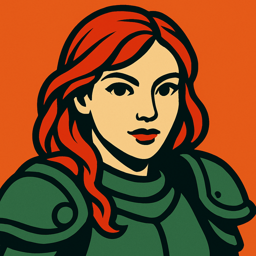 The woman's face is turned towards us.
In-Game asset.  2d.  High contrast.  No shadows