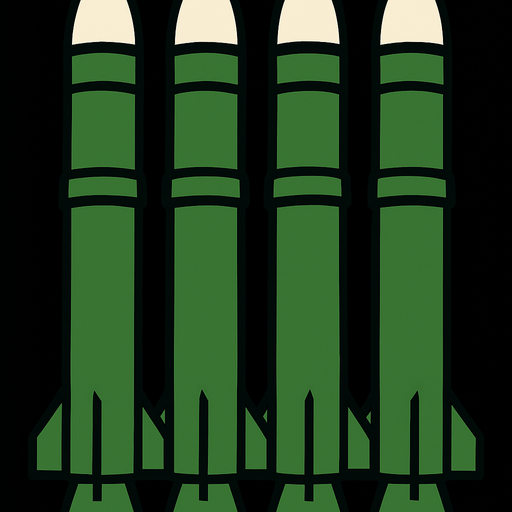 only green missiles with white caps, same as in the image