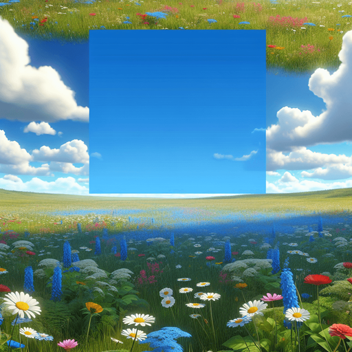A beautiful meadow in summer, seen in perspective from a low altitude plane..
Single Game Texture. In-Game asset. 2d. Blank background. High contrast. No shadows.