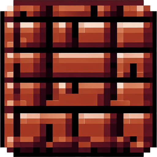brick, brown color, pixel style.
Single Game Texture.  In-Game asset.  2d.  Blank background.  High contrast.  No shadows