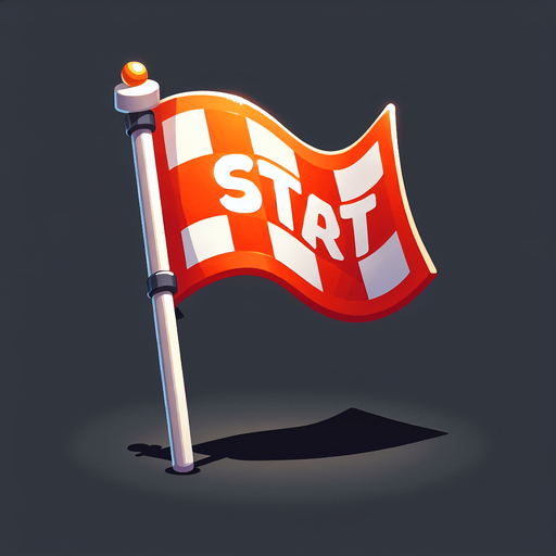 Racetrack start flag. Cartoon.
Single Game Texture.  In-Game asset.  2d.  Blank background.  High contrast.  No shadows