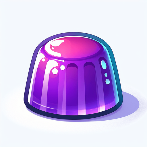 Vibrant purple candy. cartoon. Pudding.
Game asset. 2d. Blank background. High contrast. No shadows.