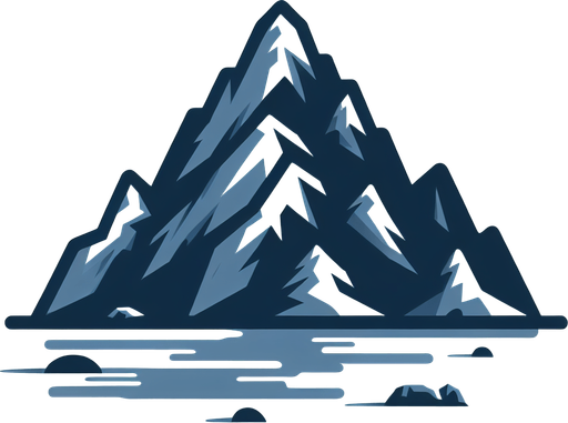 Mountain.
Single Game Texture.  In-Game asset.  2d.  Blank background.  High contrast.  No shadows