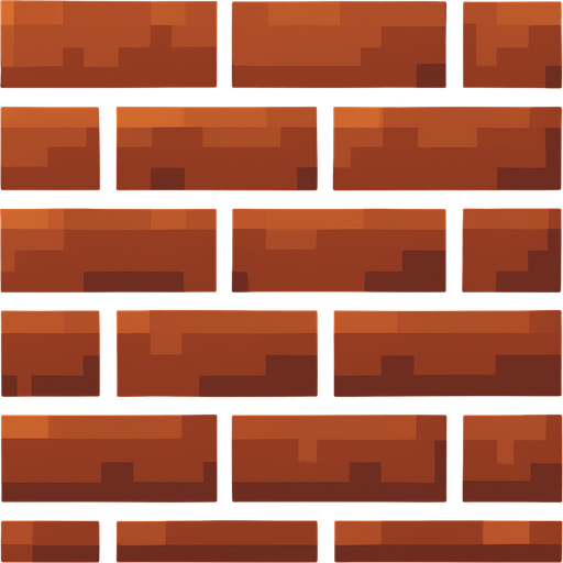 Make a 2D top down pixelated flat image of brick.
In-Game asset.  2d.  High contrast.  No shadows