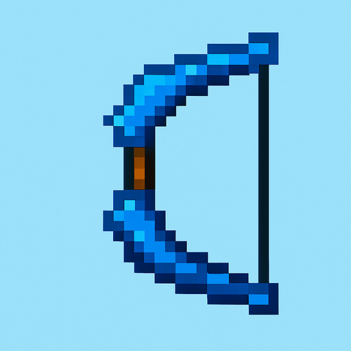 blue pixel bow for 2d game archer.
In-Game asset.  2d.  High contrast.  No shadows