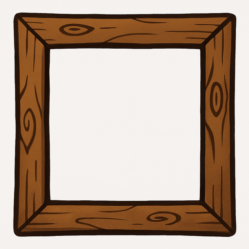 a wooden frame.
In-Game asset.  2d.  High contrast.  No shadows