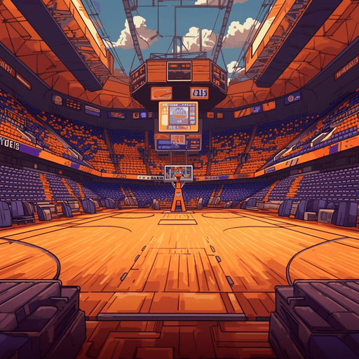 Indoor stadium seen from court
Single Game Texture. In-Game asset. 2d. Pixelart. White background. Blank background. Low detail. High contrast. --no goal