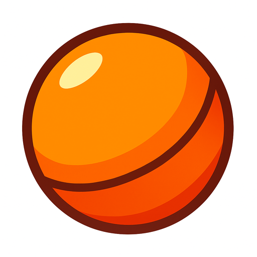 orangeBall.
In-Game asset.  2d.  High contrast.  No shadows