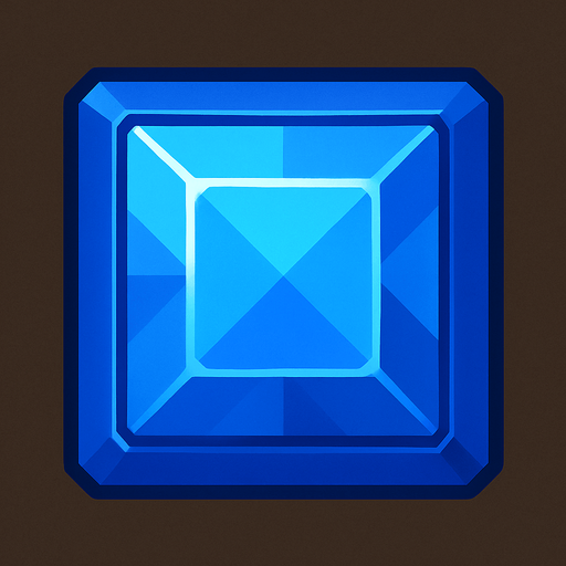Blue gem square.
In-Game asset.  2d.  High contrast.  No shadows
