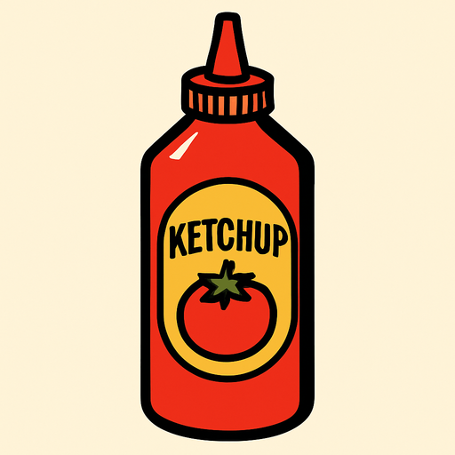 ketchup.
2d.  High contrast.  No shadows