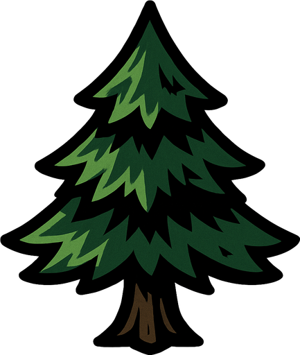 pine tree.
In-Game asset.  2d.  High contrast.  No shadows