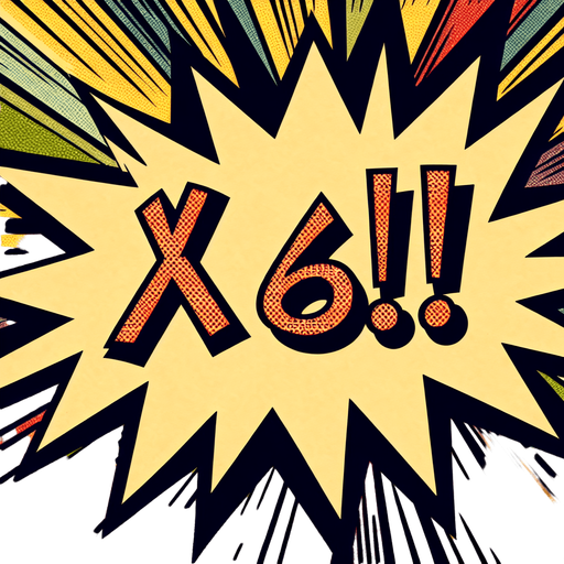 text popup "x64!".
comic style