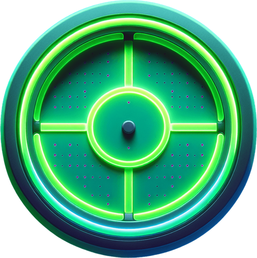 Air hockey disk with neon green lights. top view.
Single Game Texture. In-Game asset. 2d. Blank background. High contrast. No shadows.