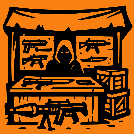 black market which sells weapon.
In-Game asset.  2d.  High contrast.  No shadows
