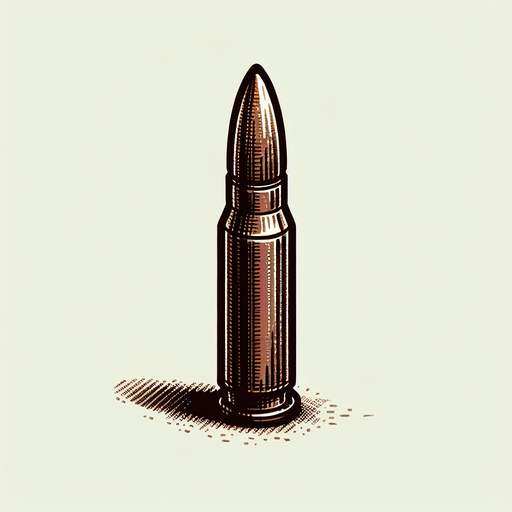 bullet.
Single Game Texture.  In-Game asset.  2d.  Blank background.  High contrast.  No shadows