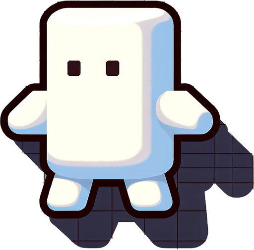 Marshmallow character.
Single Game Texture. In-Game asset. 2d. Blank background. High contrast. No shadows.