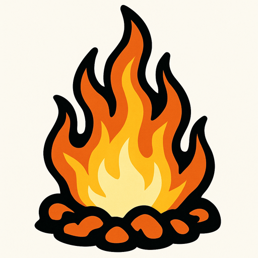 un fuego.
In-Game asset.  2d.  High contrast.  No shadows. un fuego. un fuego