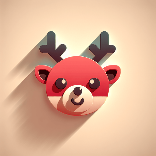 one cute christmas reindeer head. plastic style. Single Game Texture. In-Game asset. 2d. Blank background. High contrast. No shadows.