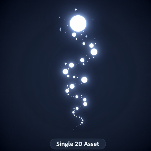 single rounded white bubble firefly trail.
Single Game Texture.  In-Game asset.  2d.  Blank background.  High contrast.  No shadows