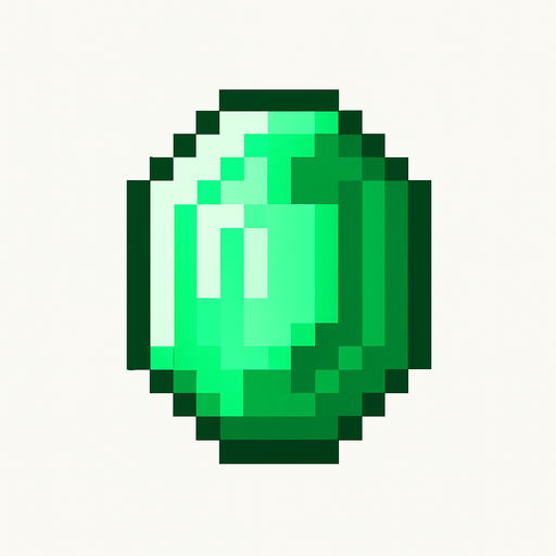 geerame una esmeralda pixelar.
In-Game asset.  2d.  High contrast.  No shadows