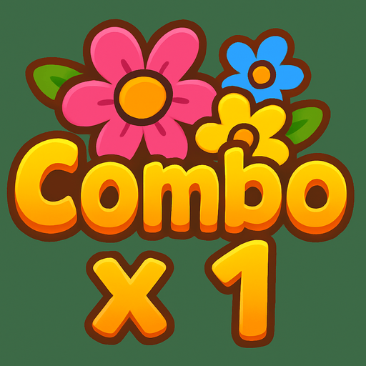 Un Texto que diga "Combo x 1"
En una forma alegre y con algunas flores de fondo detras de la palabra combo..
In-Game asset.  High contrast. cute. 2d. no shadow. transparent background. no white background