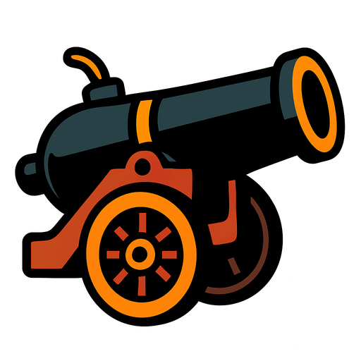 cannon.
In-Game asset.  2d.  High contrast.  No shadows