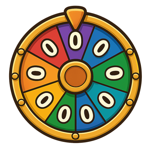 Wheel of fortune without the stand.
In-Game asset.  2d.  High contrast.  No shadows