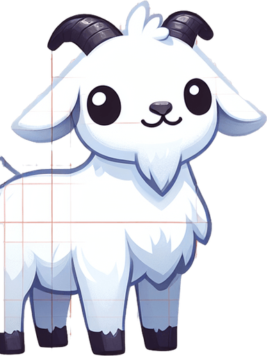 White goat.
Single Game Texture.  In-Game asset.  2d.  Blank background.  High contrast.  No shadows