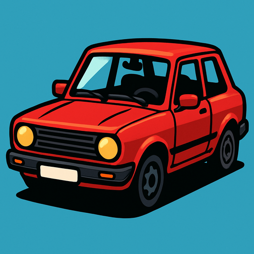 Red car.
In-Game asset.  2d.  High contrast.  No shadows