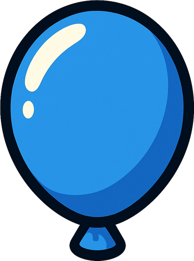 A blue balloon without the string..
In-Game asset.  2d.  High contrast.  No shadows