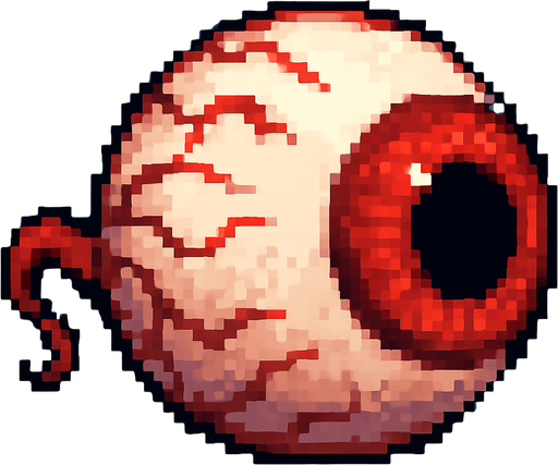 Pixel art 2 d high quality red eyeball. side wiev
In-Game asset.  2d.  High contrast.  No shadows