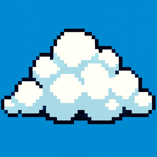 Creame una nubes pixelar.
In-Game asset.  2d.  High contrast.  No shadows