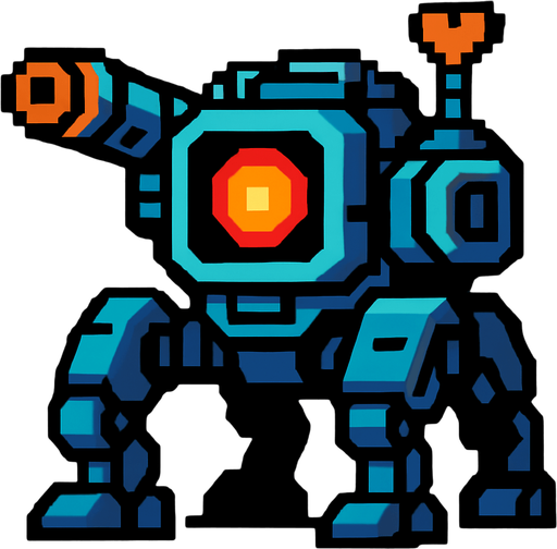 technological enemy.
In-Game asset.  2d.  High contrast.  No shadows