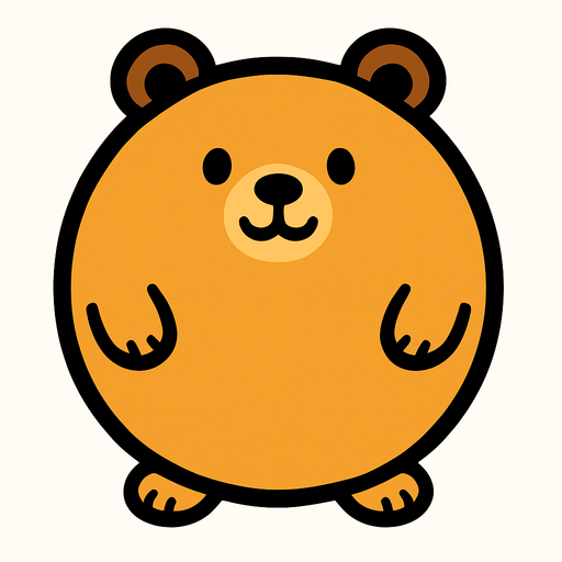 un oso redondo.
In-Game asset.  2d.  High contrast.  No shadows
