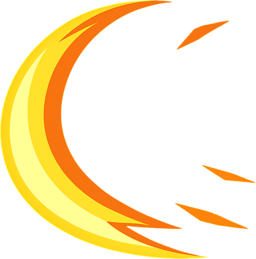 Survivor.io style 2D sword swing effect made by HABBY PTE. LTD..
In-Game asset.  2d.  High contrast.  No shadows. It should only have a slash effect, no swords. The slash effect should also be in the shape of a half moon.
