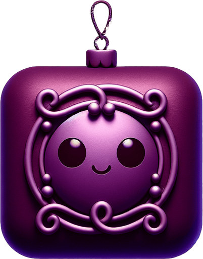 Perfectly square purple Christmas decoration. Cartoon. Cute art style