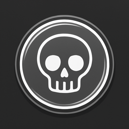 bir düğme ama içinde kurukafa .işareti olsun şeffaf.
In-Game asset.  2d.  High contrast.  No shadows