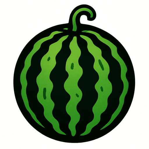 Una sandía individual.
In-Game asset.  2d.  High contrast.  No shadows