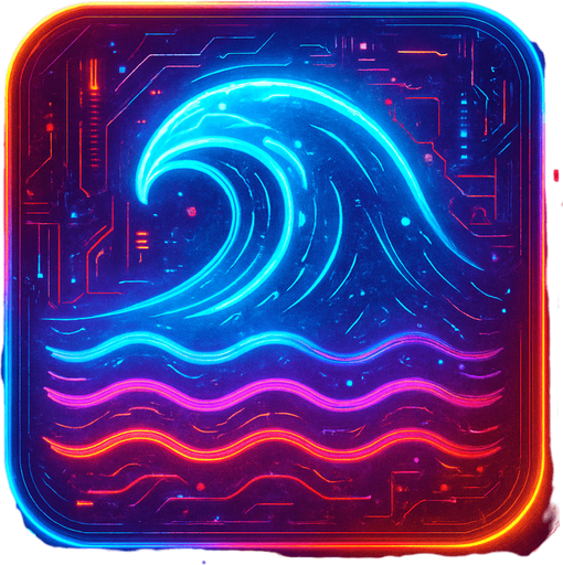 Ability icon 'Water flood' . cyberpunk. abstract. Futuer. different colors. HD colors